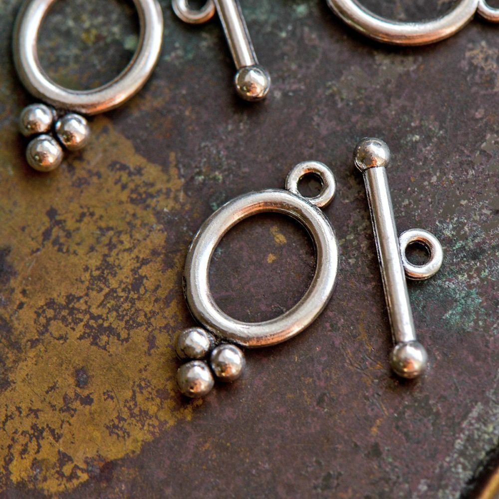 Замочки тоггл "буль", цвет античное серебро, 22x11.5 мм