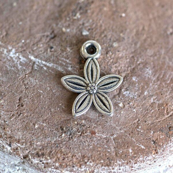 подвеска металлическая "пятицветик", цвет античное серебро, 13.5х10.5 мм