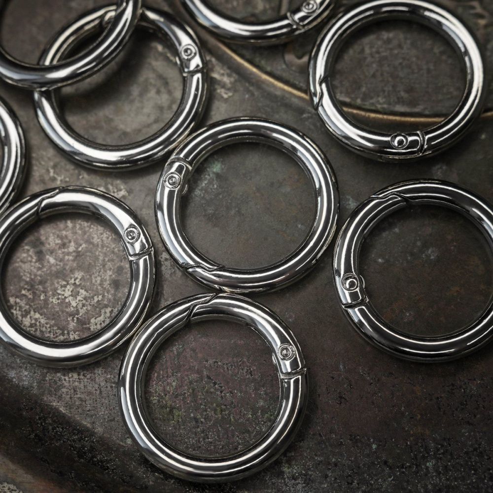 Замочки замок-кольцо для брелоков, цвет платина, 27x4 мм