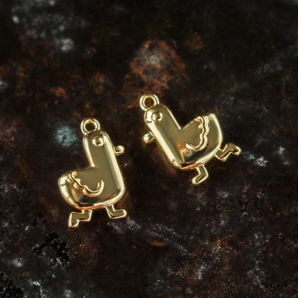 подвеска металл "гусь", позолота, 14x9 мм