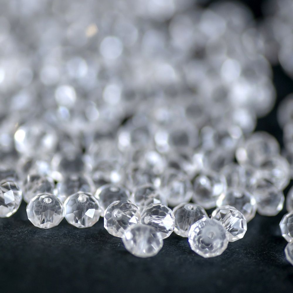 бусина, стекло абакус 6, граненая, цвет прозрачный, 6х4 мм