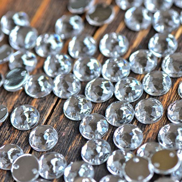 стразы пришивные "грани", акрил, круглые, цвет cristal, 10х4 мм