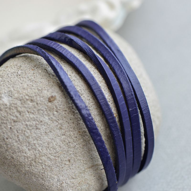 шнур кожаный, плоский, цвет фиолетово-синий, 3х2 мм