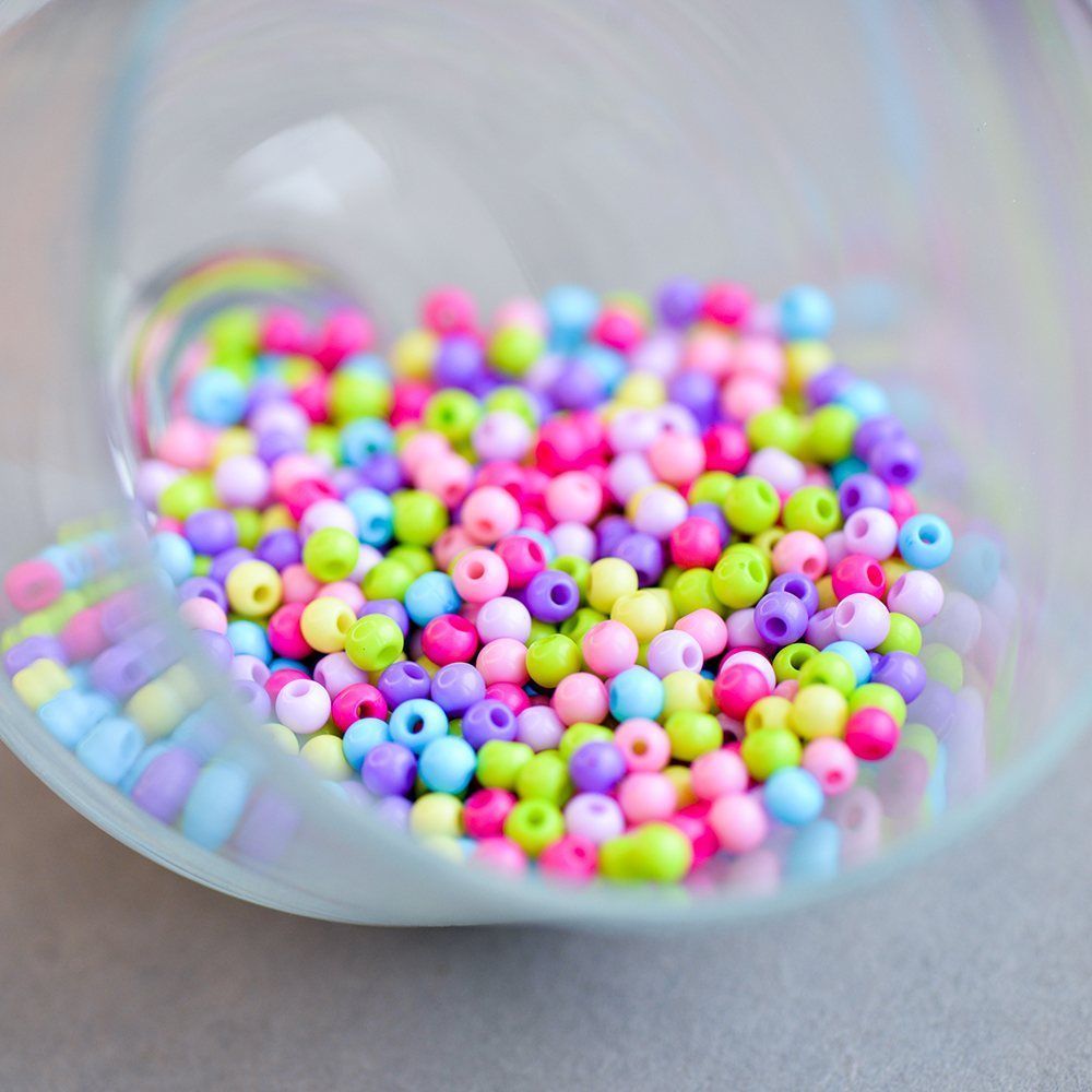 бусина, акрил 4, цветовой микс, 4 мм (уп 4 гр)