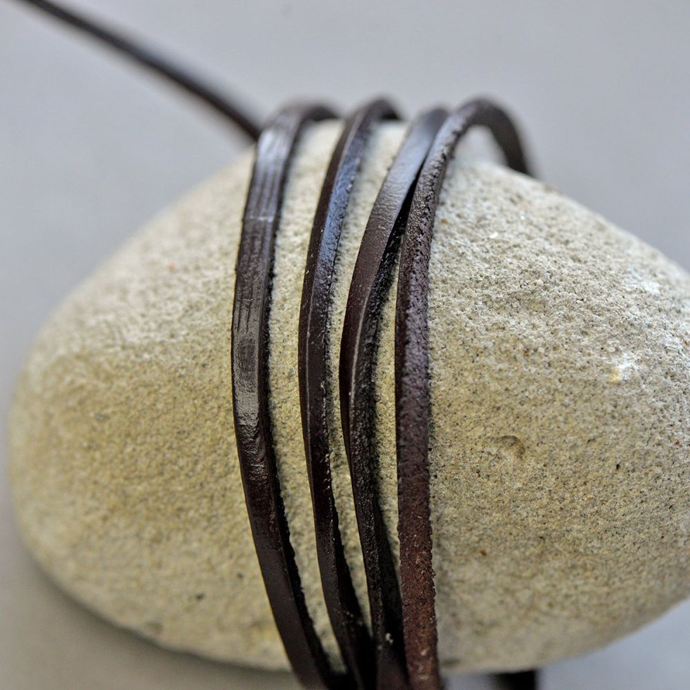 шнур кожаный, плоский, цвет кофе, 3х2 мм