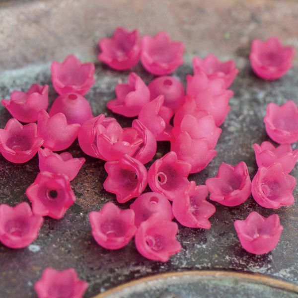 бусина, акрил "ландыш", цвет малиновый матовый, 10х6 мм