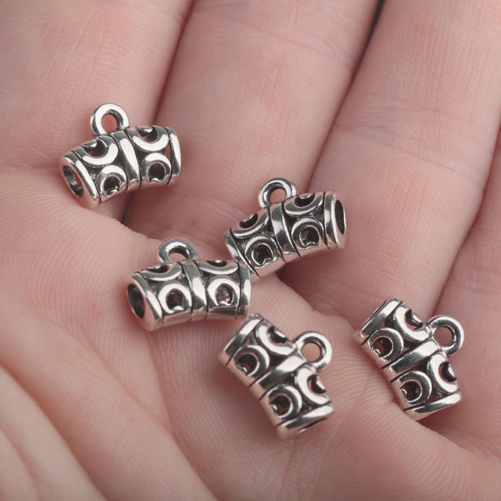 бейл "трубочка", цвет античное серебро, 10х12х6 мм