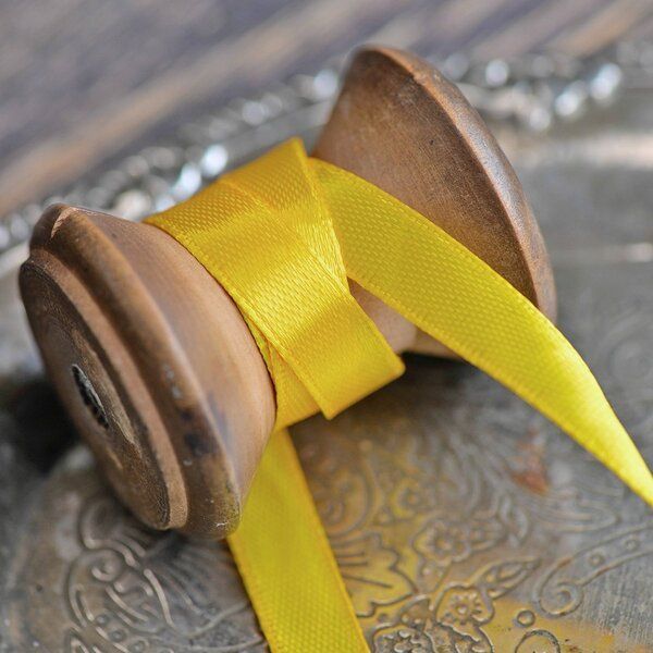 лента, атлас, цвет канареечный желтый, ширина 10 мм ленты