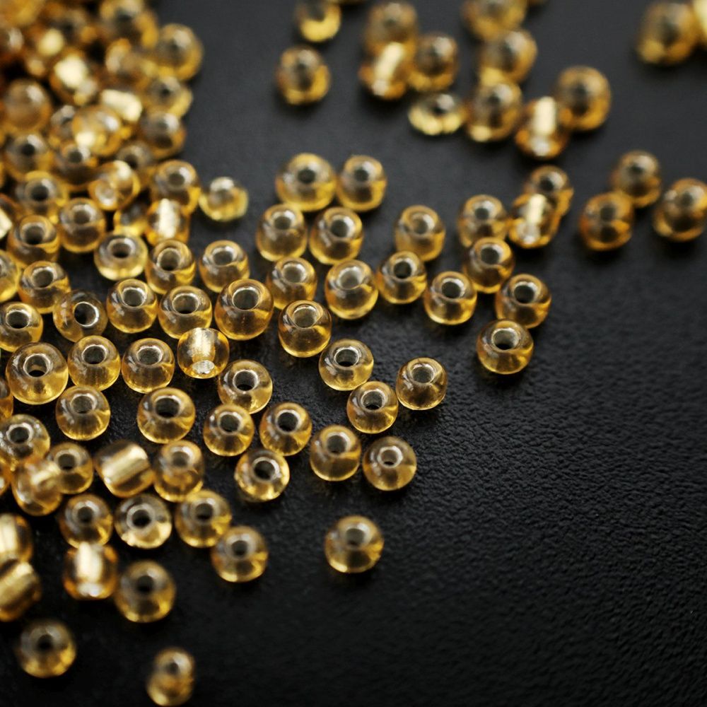 бисер "радуга", цвет медовый/серебрение, 12/0, уп 20 гр