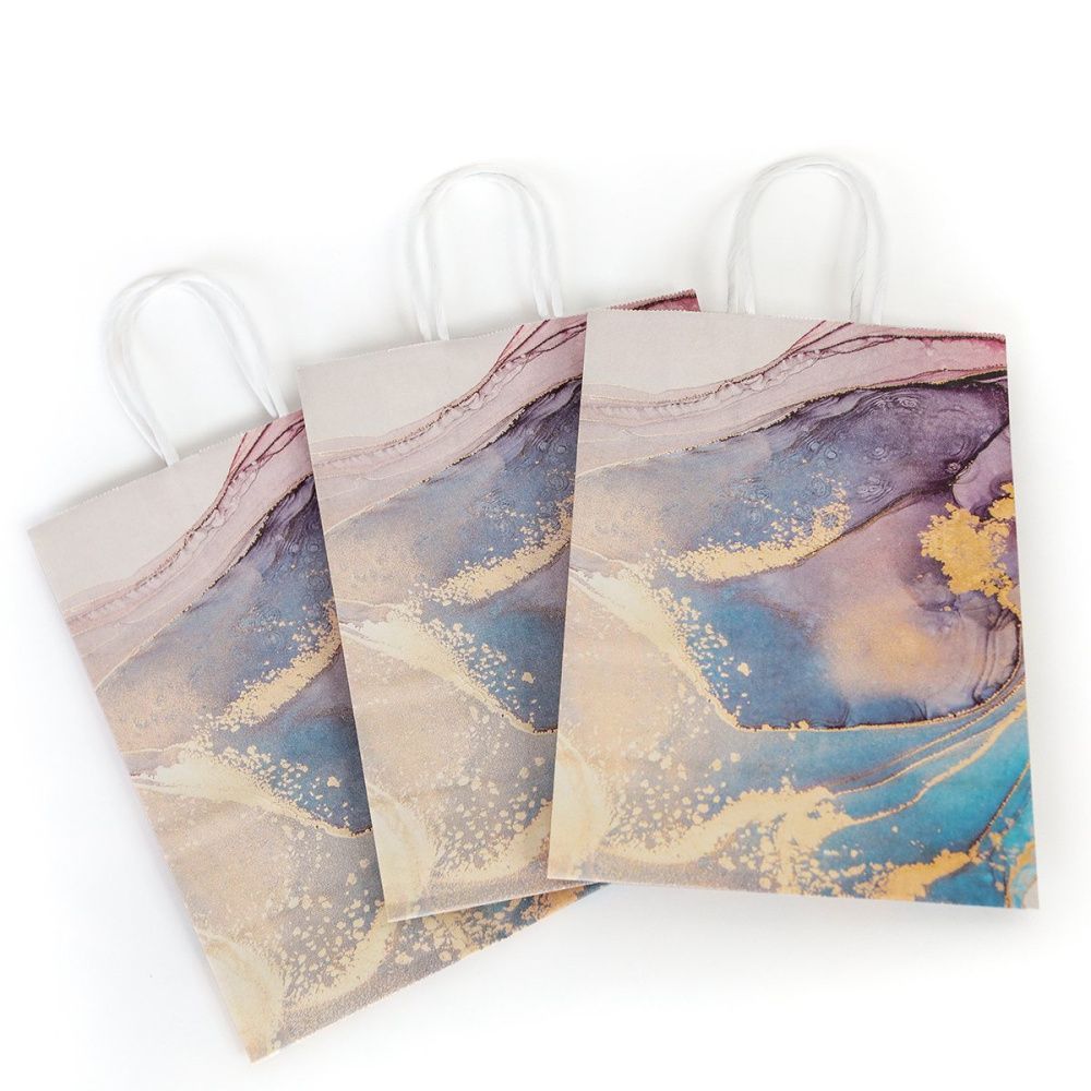 пакет подарочный "эбру", бумага, сиреневый, 15x8x21 см