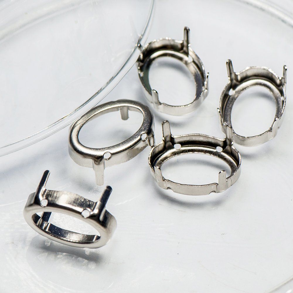 цапы для стразов овальные, открытые, цвет платина, 16х13 мм