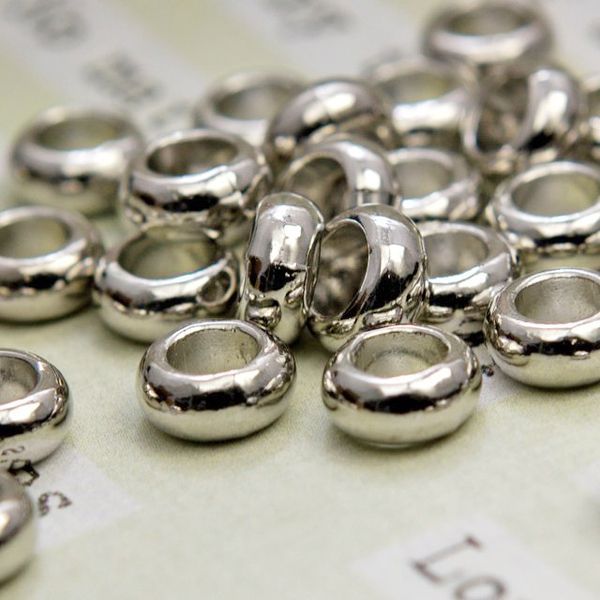 ес бусина металл "бублик", цвет платина, 10х4 мм