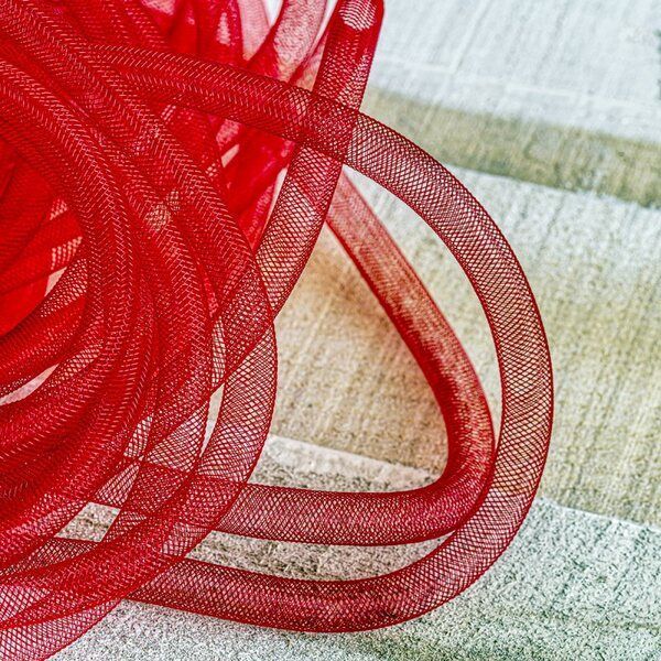 ювелирная сетка, пластик, цвет красный, диаметр 10 мм