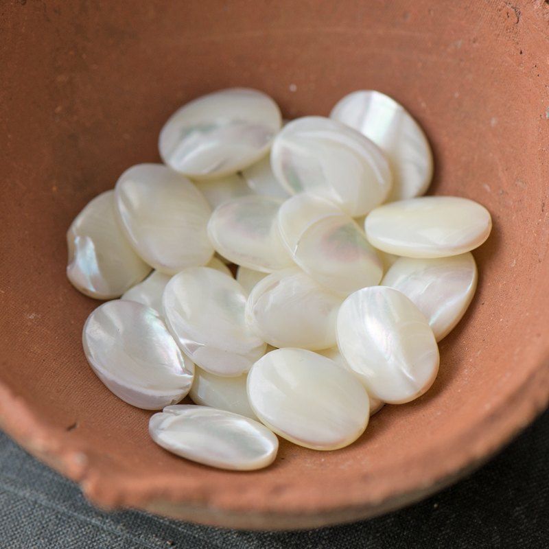 бусина из ракушки, овальная, цвет сливочный перламутр, 18x13x4-5мм