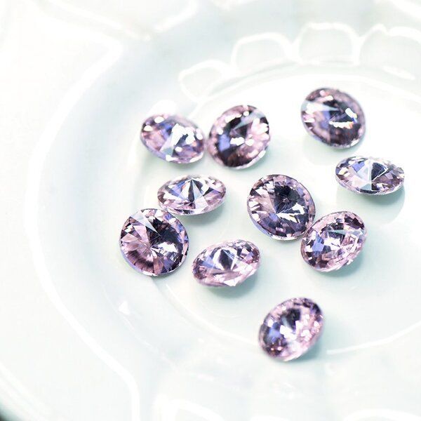 кабошон стекло риволи, цвет lt.pink, 12 мм