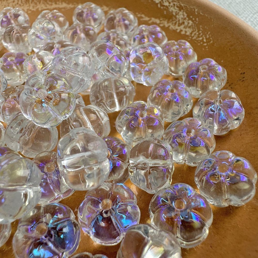 бусина "незабудка", стекло, цвет прозрачный ав, 10x10x6.5 мм