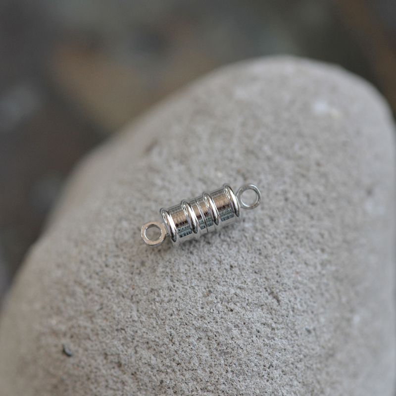 Замочки застежка магнитная "баррель", цвет платина, 17х6 мм