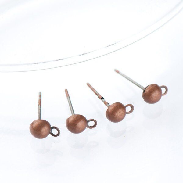 пуссеты "шарик", цвет красная медь, 12х4,5 мм