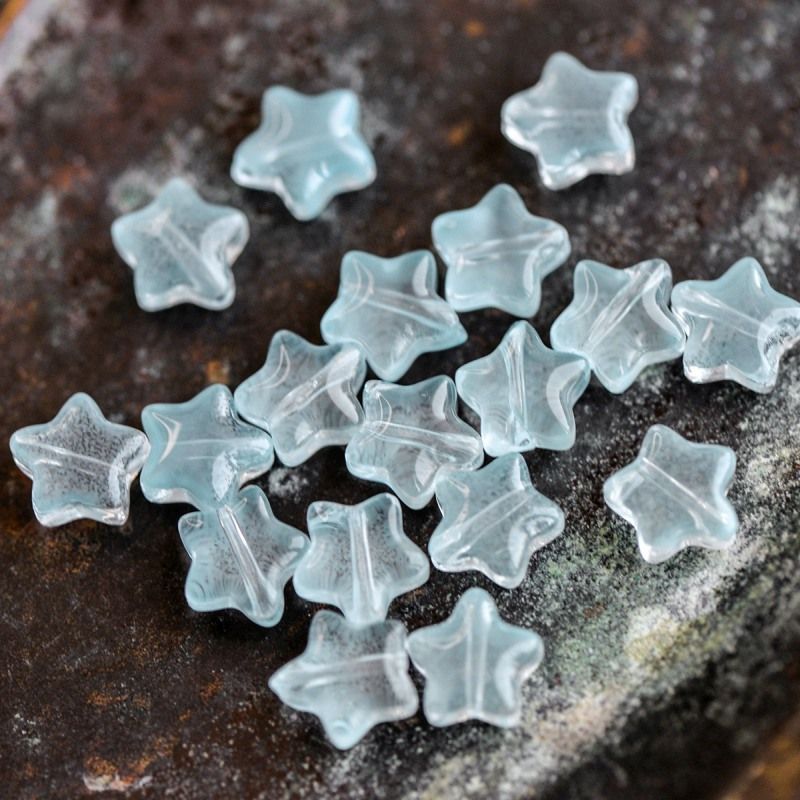 бусина "звездочка jelly", стекло, цвет голубой, 8x8x4 мм