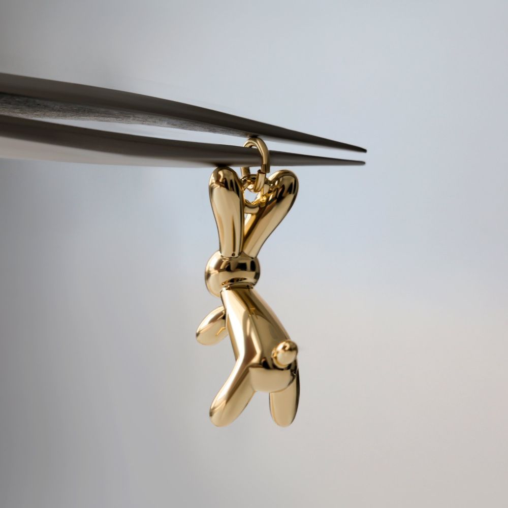 подвеска металл "кролик", позолота, 17x8.5x12 мм