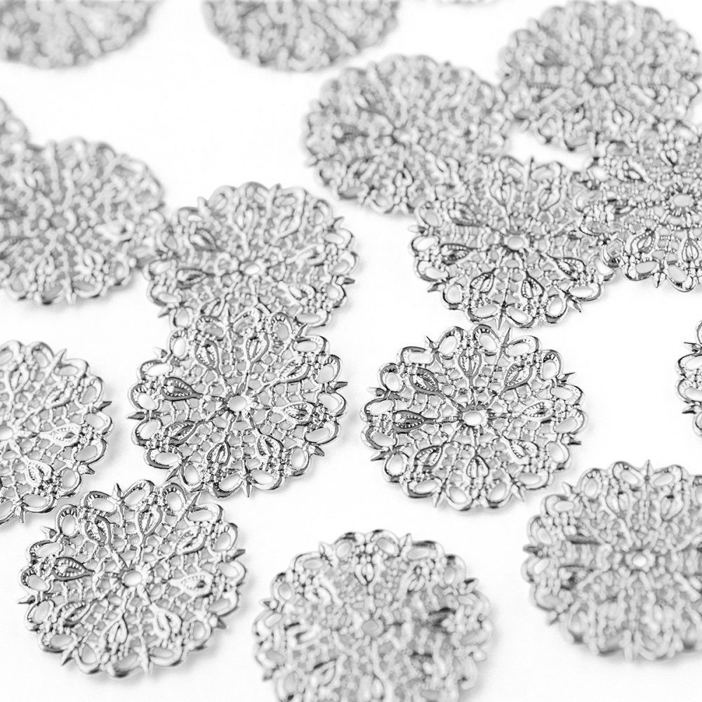 коннектор "филигрань салфетка", цвет серебро, 25х1х2 мм