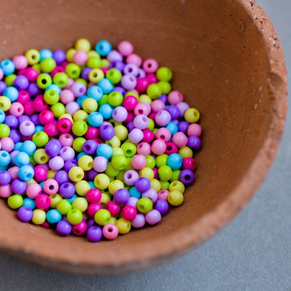 бусина, акрил 4, цветовой микс, 4 мм (уп 4 гр)