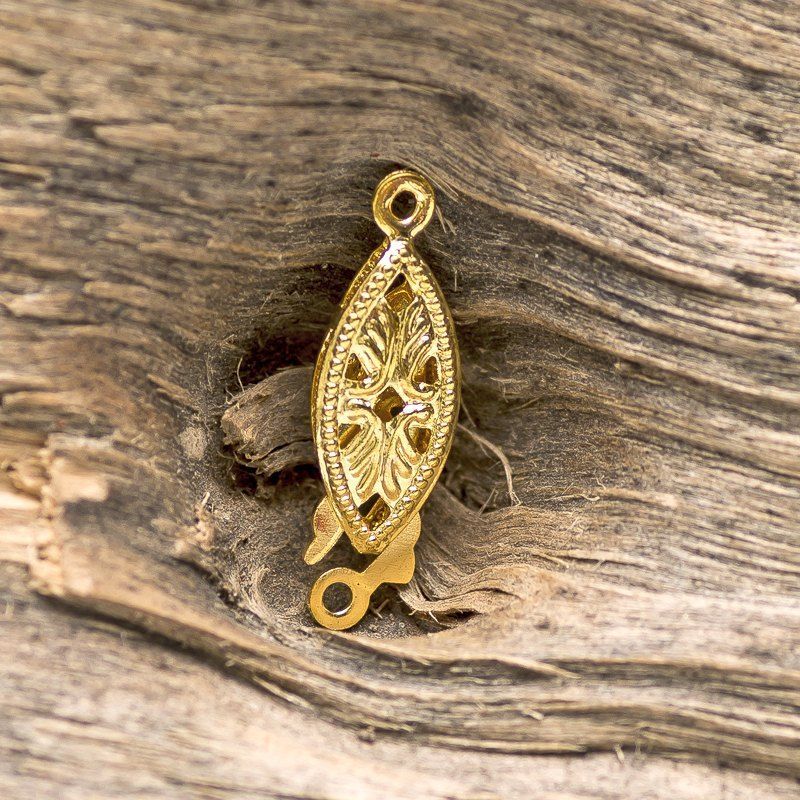 замочек-рыбка для жемчуга, цвет золото, 7x20x2.8 мм