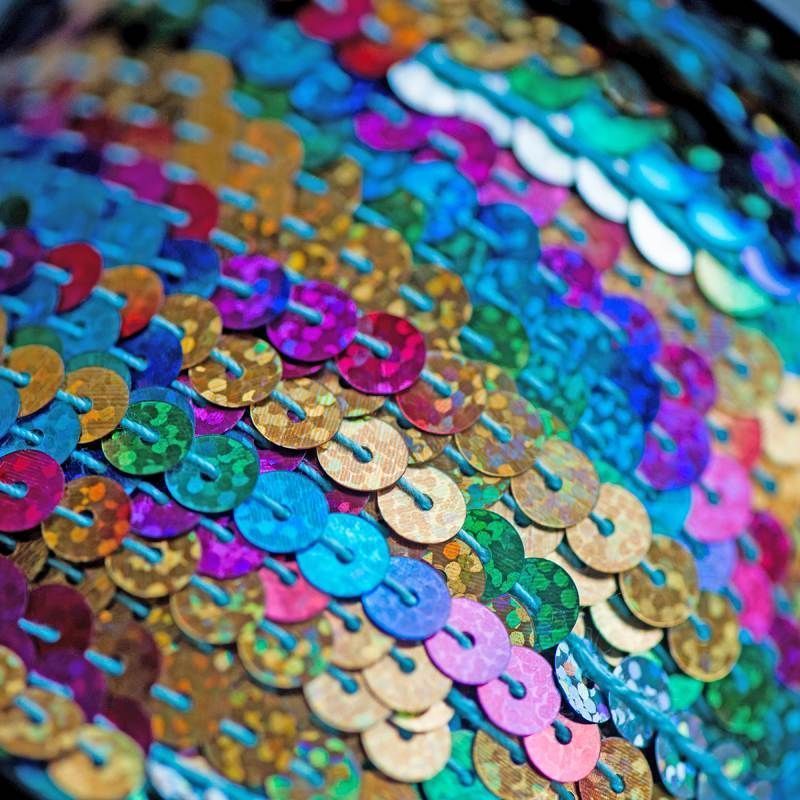 пайетки на нити, цвет радужный глиттер, диаметр 6 мм