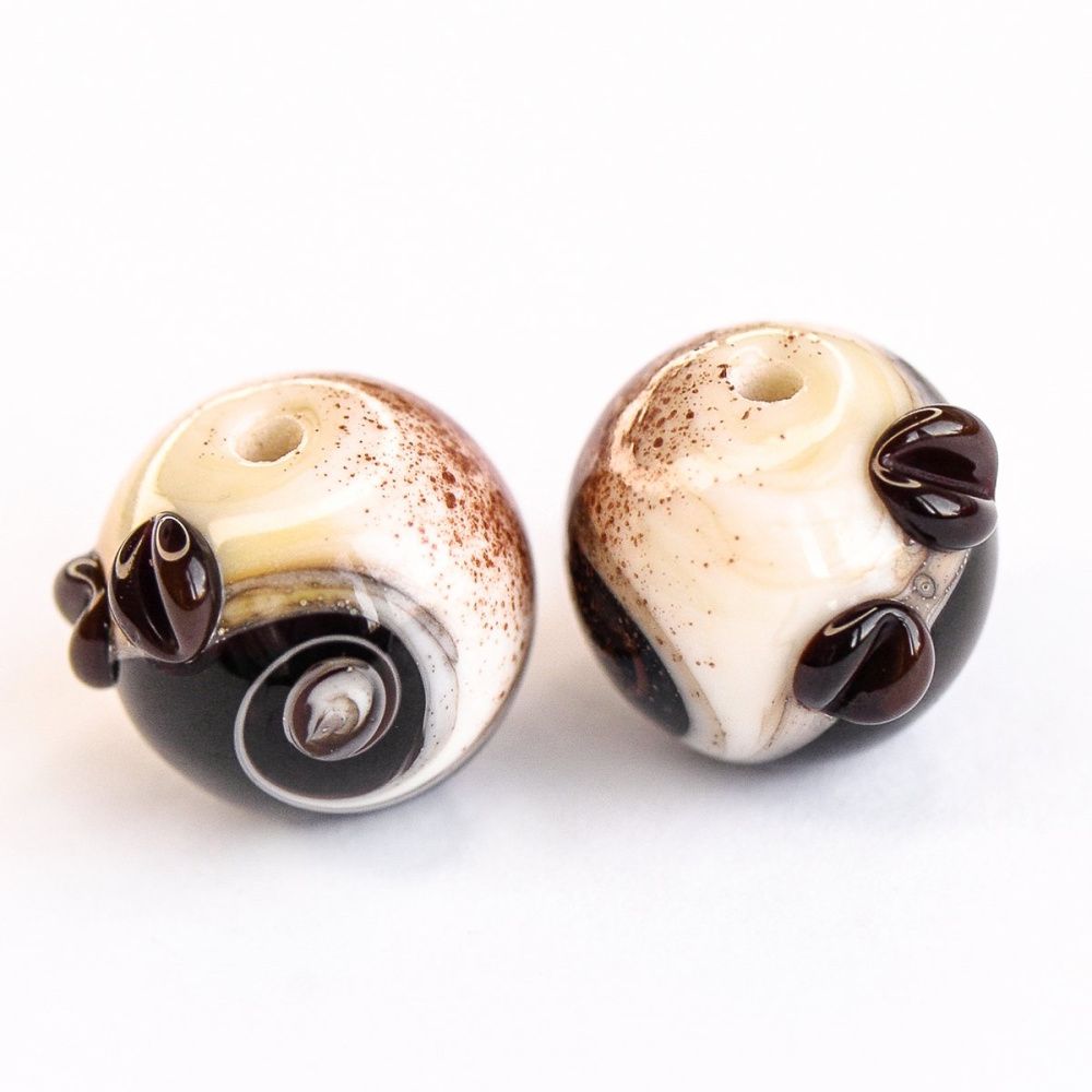 бусина, мурано "тирамису", круглая,14-15 мм