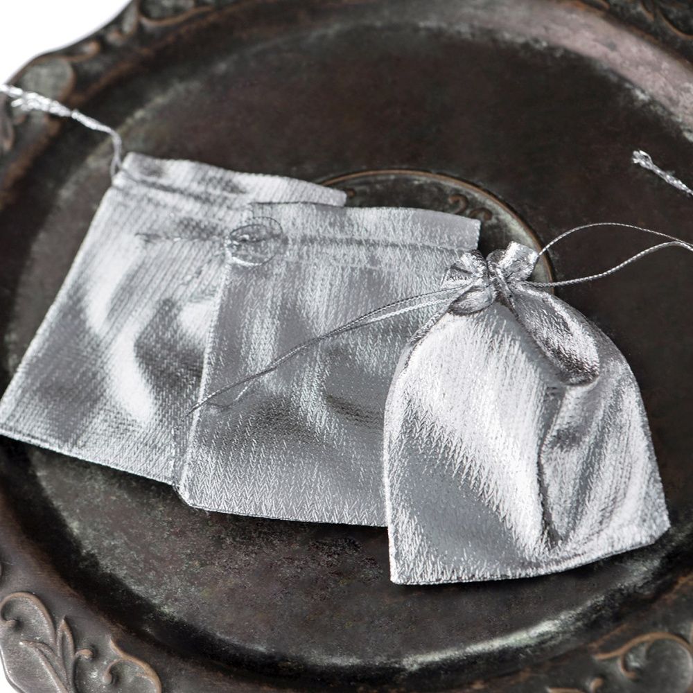 мешочек для украшений, парча, цвет серебро, 9x7 см