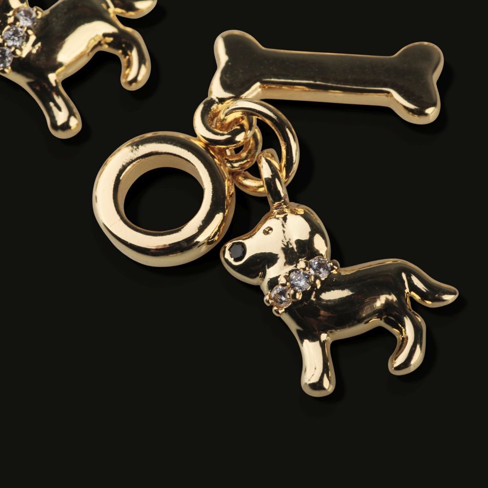 подвеска металл "такса", позолота/циркон, 28 мм