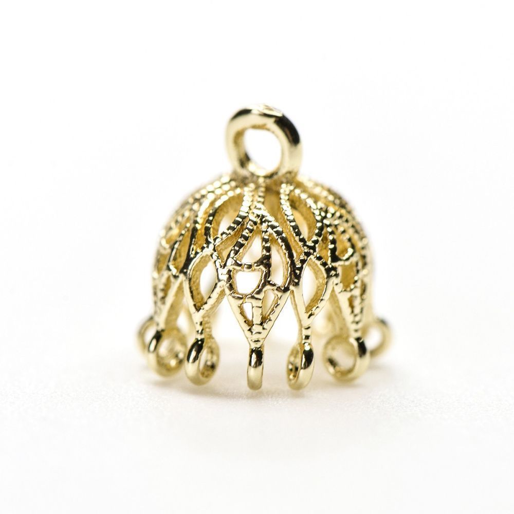 колпачок для бусин "шандельер", позолота, 12x11 мм