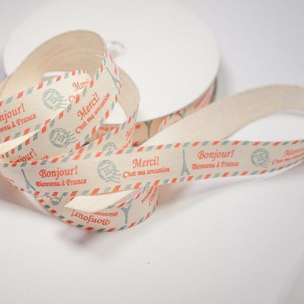лента хлопковая "bonjour", цвет белый, ширина 15 мм ленты