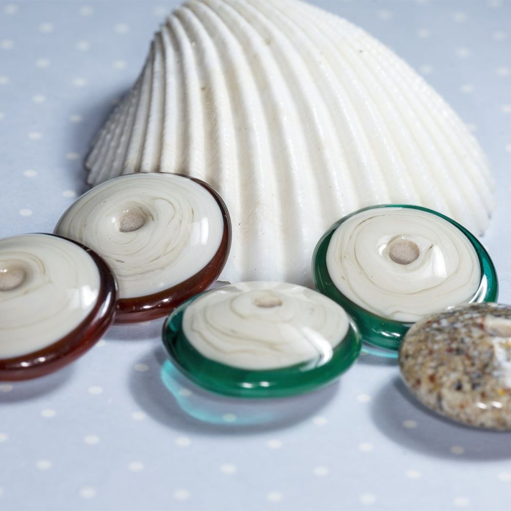 бусина, мурано "диск", плоская, медовый, 18х6 мм