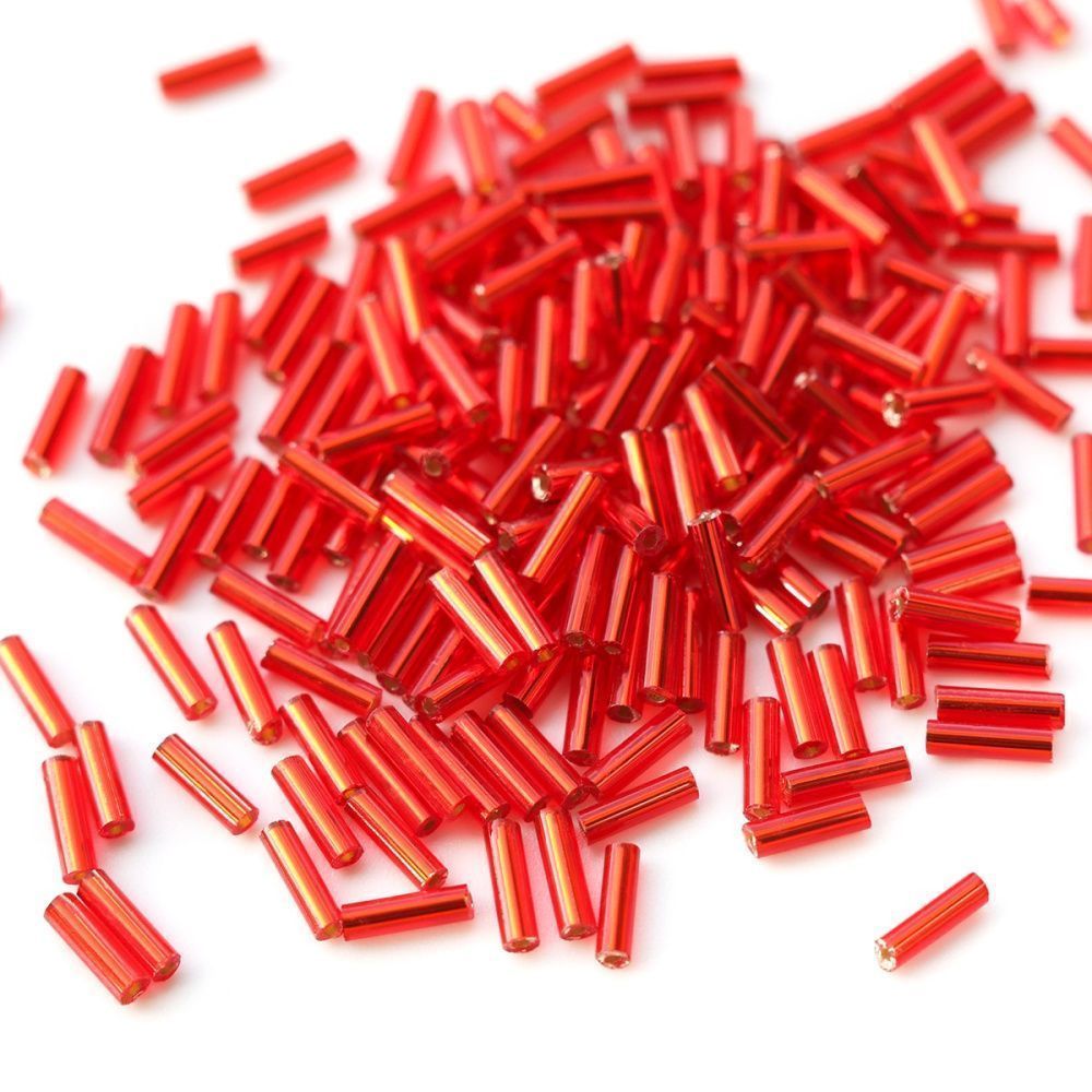 бисер "радуга", стеклярус, цвет алый/серебряный (уп 7 г)