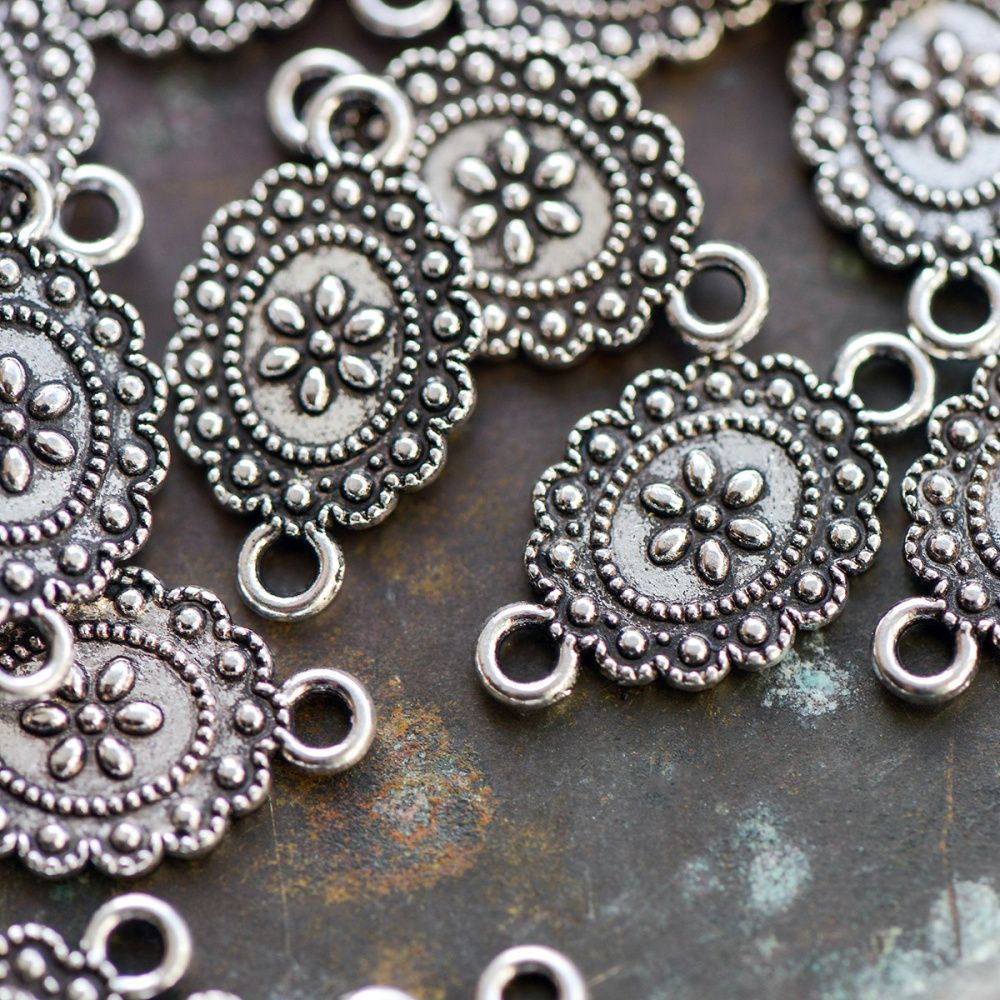 коннектор "салвер", цвет античное серебро, 18x11 мм