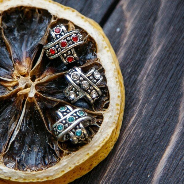 ес бусина "роскошь 4", стразы, цвет платина, 11x11x9 мм