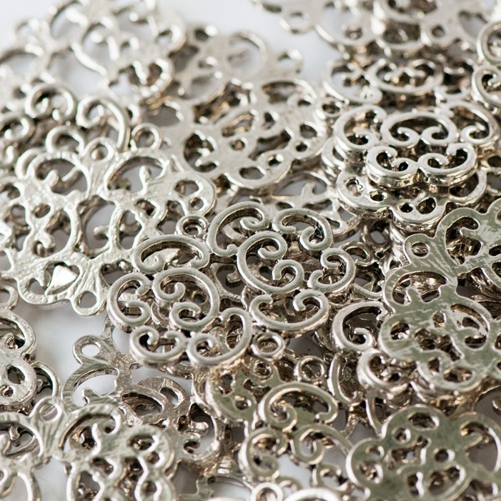 коннектор "флори", цвет серебро, 24x30x2 мм