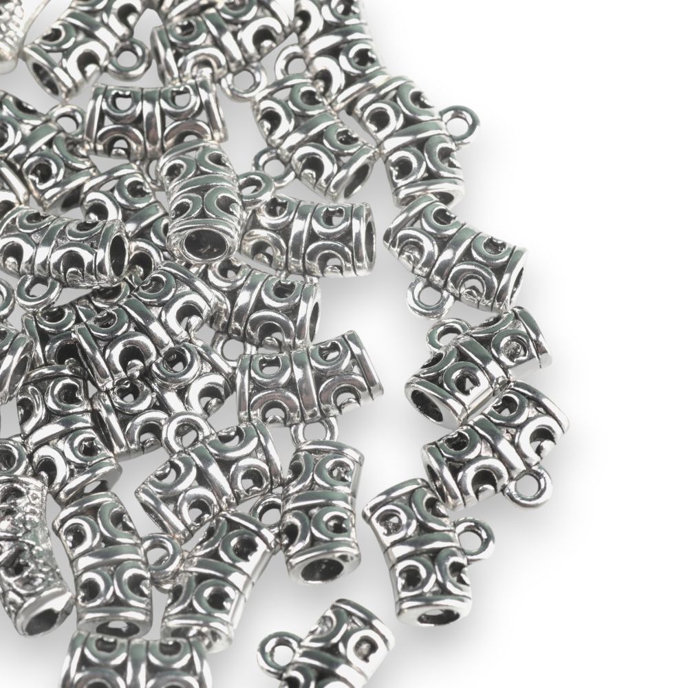 бейл "трубочка", цвет античное серебро, 10х12х6 мм