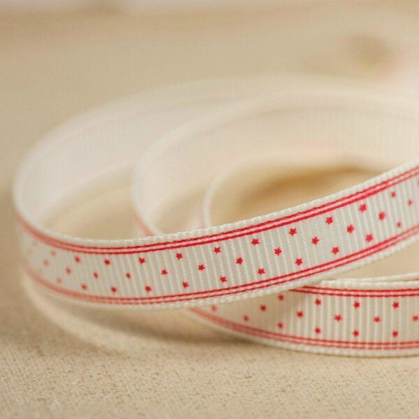 лента репсовая "звездочка", цвет молочный, ширина 10 мм ленты