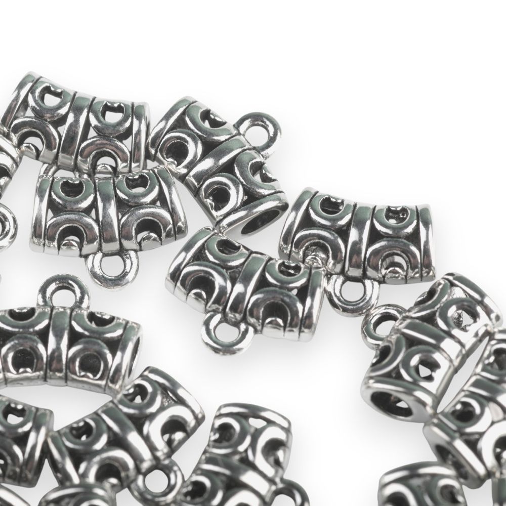 бейл "трубочка", цвет античное серебро, 10х12х6 мм