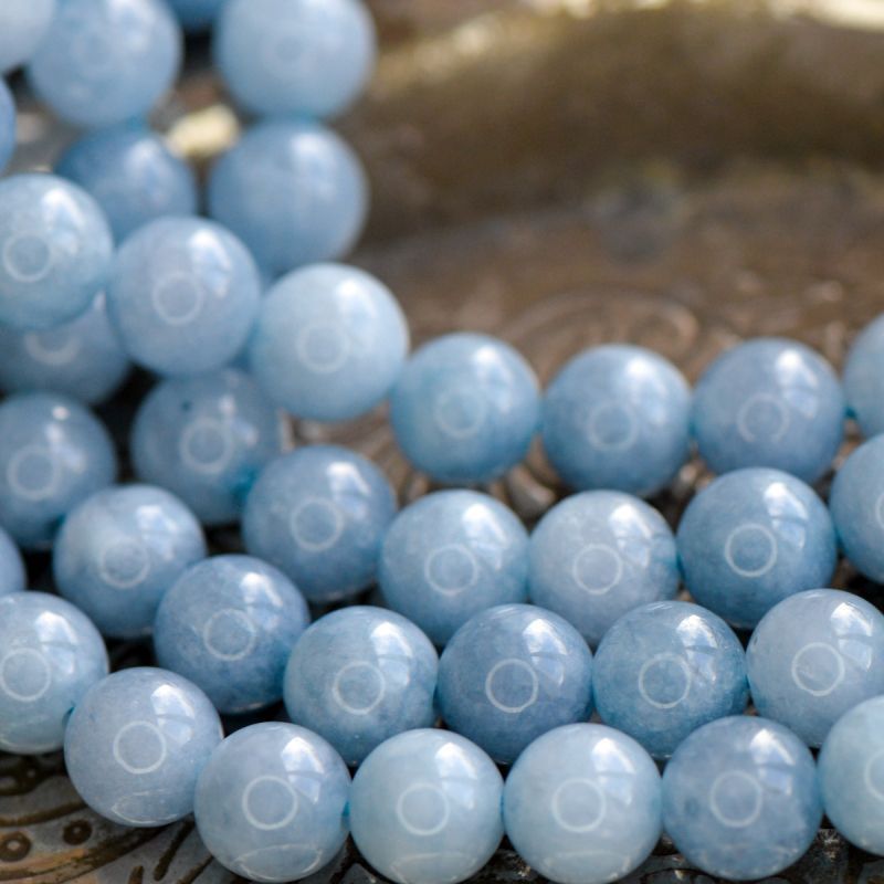 бусина кварц, цвет голубой, 8 мм (стренд 10 шт.)