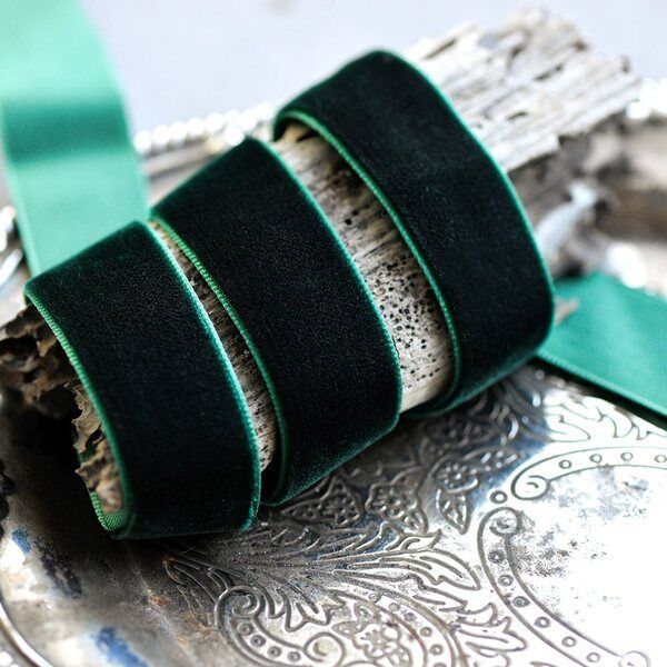 лента, бархат, цвет темно-зеленый, ширина 19 мм ленты