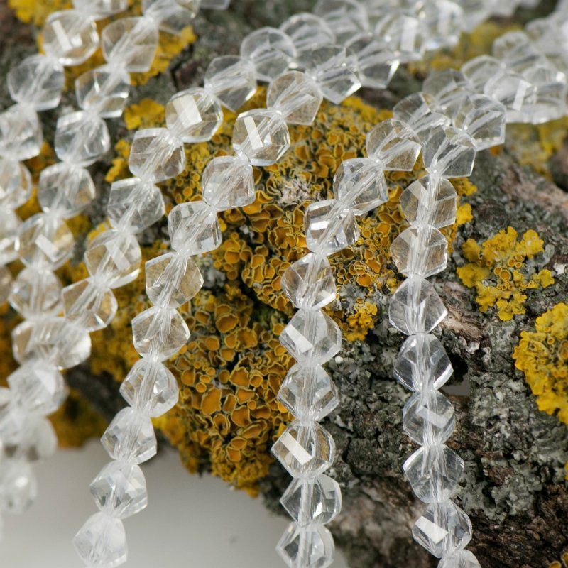 бусина, стекло "яблоко" 8, граненая, цвет прозрачный, 8х8 мм