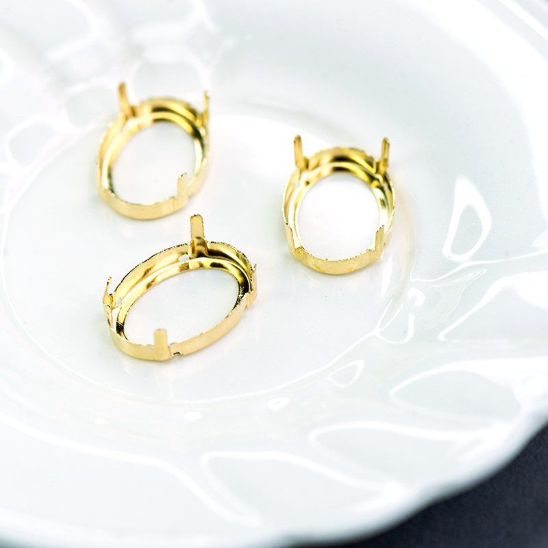 цапы для стразов овальные, открытые, цвет золото, 25х18 мм