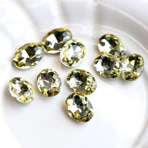 кабошон стекло кристалл, овальный, цвет jonquil, 14х10 мм