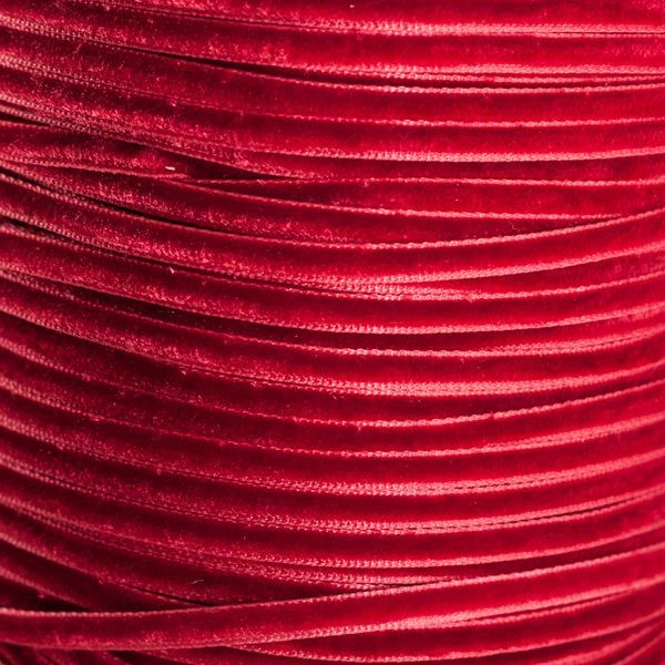 лента, бархат, цвет бордовый, ширина 3 мм ленты
