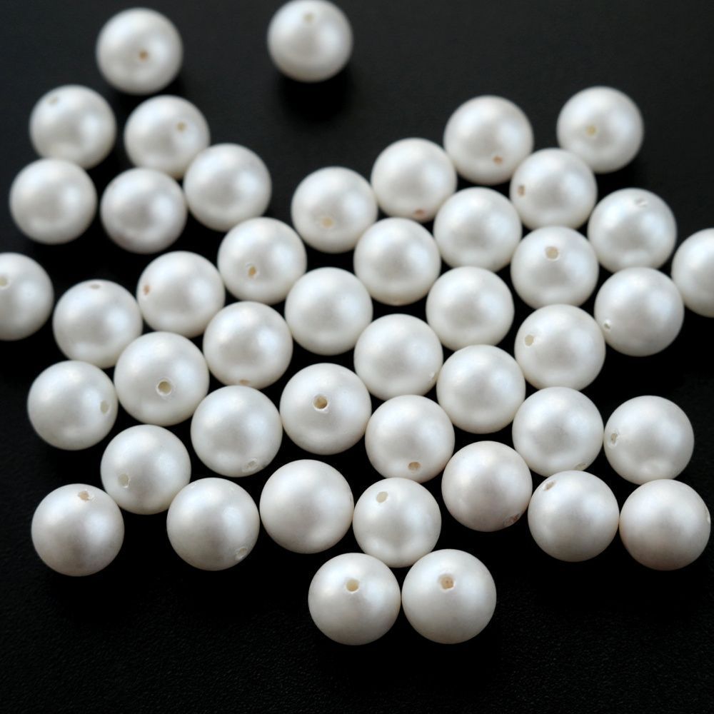 ракушечный жемчуг круглый, матовый, цвет молочный, 8 мм