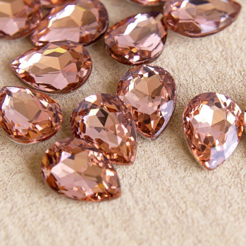 кабошон стекло кристалл, каплевидный, цвет champagne, 18х13 мм