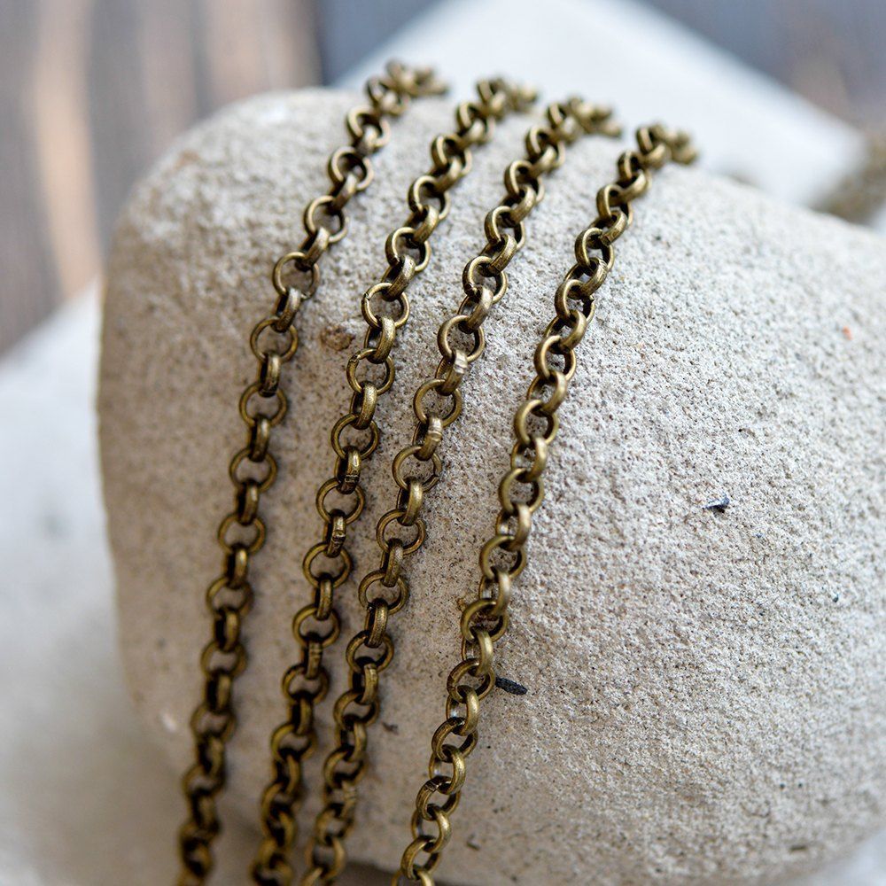 цепочка "раунд", цвет античная бронза, звено 4х1 мм